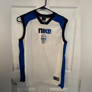 Nike White and Blue Sleeveless Jersey